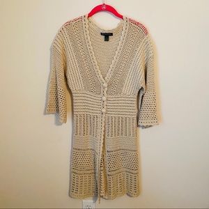 INC Long Crochet Duster Cardigan